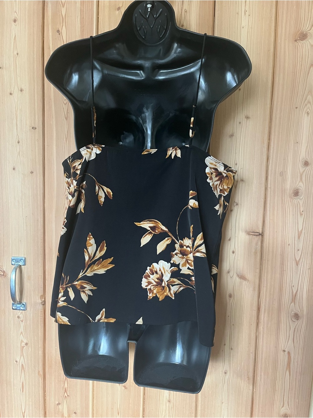 Dynamite Black Cami with Brown Floral Print
